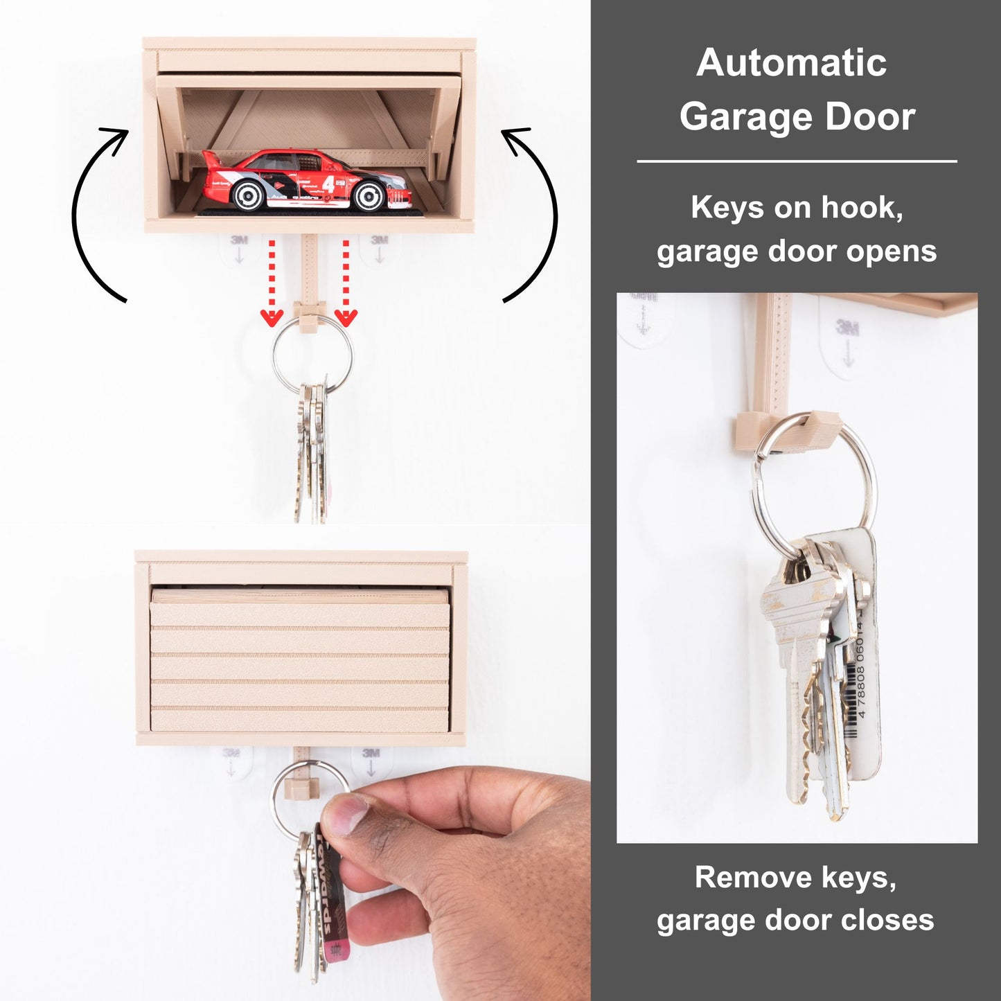 Key Holder, HotWheels Car Garage (Display Only) - Beige